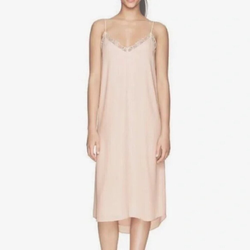 Aritzia Babaton Townsend Lace Trim Midi Slip Dress Soft Pink Size XS